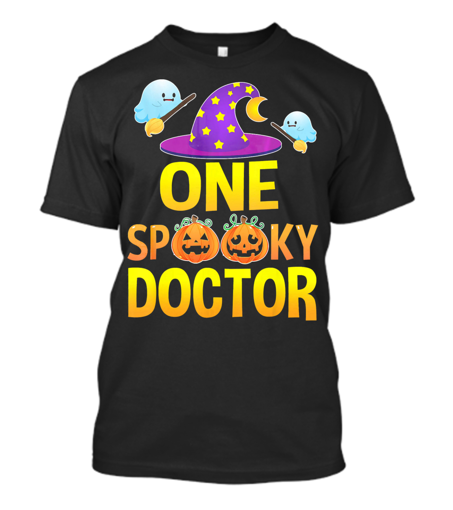 One Spooky Doctor Halloween Witch Hat Ghosts Pumpkins T-Shirt
