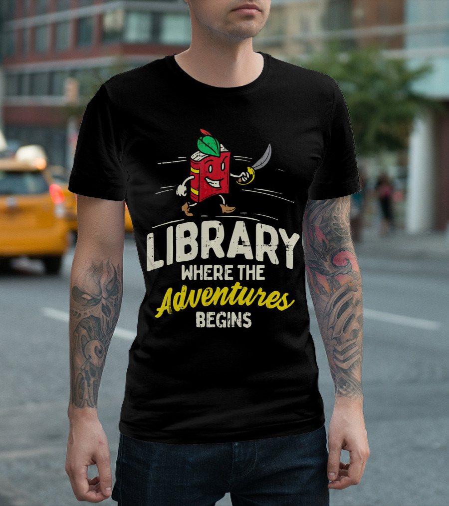 Library Where the Adventures Begins Cute Reading Book T-Shirt