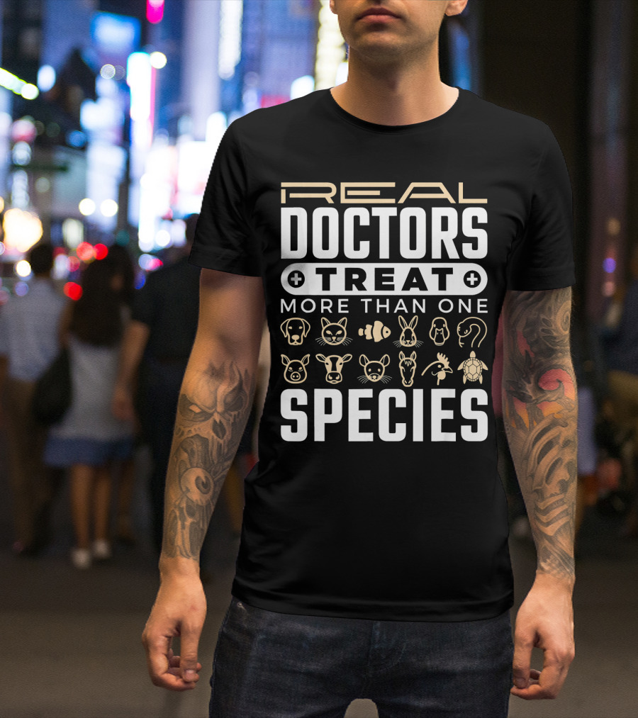 Real Doctors Treat More Than One Species With Animal Faces T-Shirt