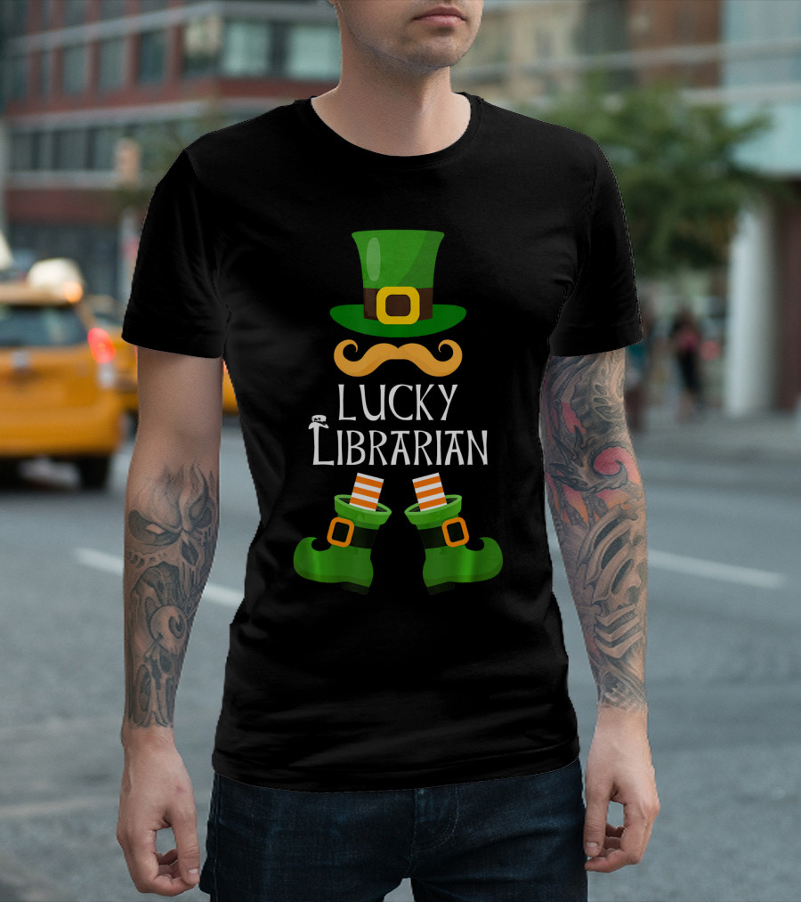 Lucky Librarian Leprechaun Hat and Boots T-Shirt