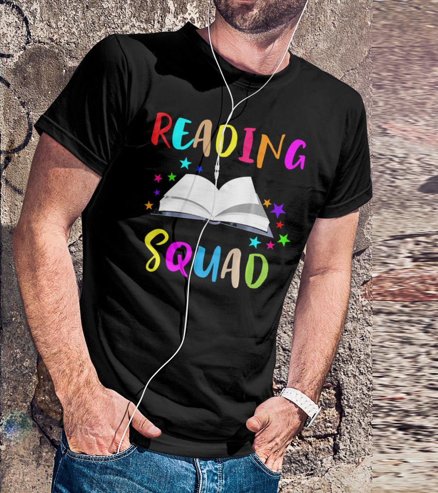 Reading Squad Librarian I Love Books Open Book And Stars T-Shirt