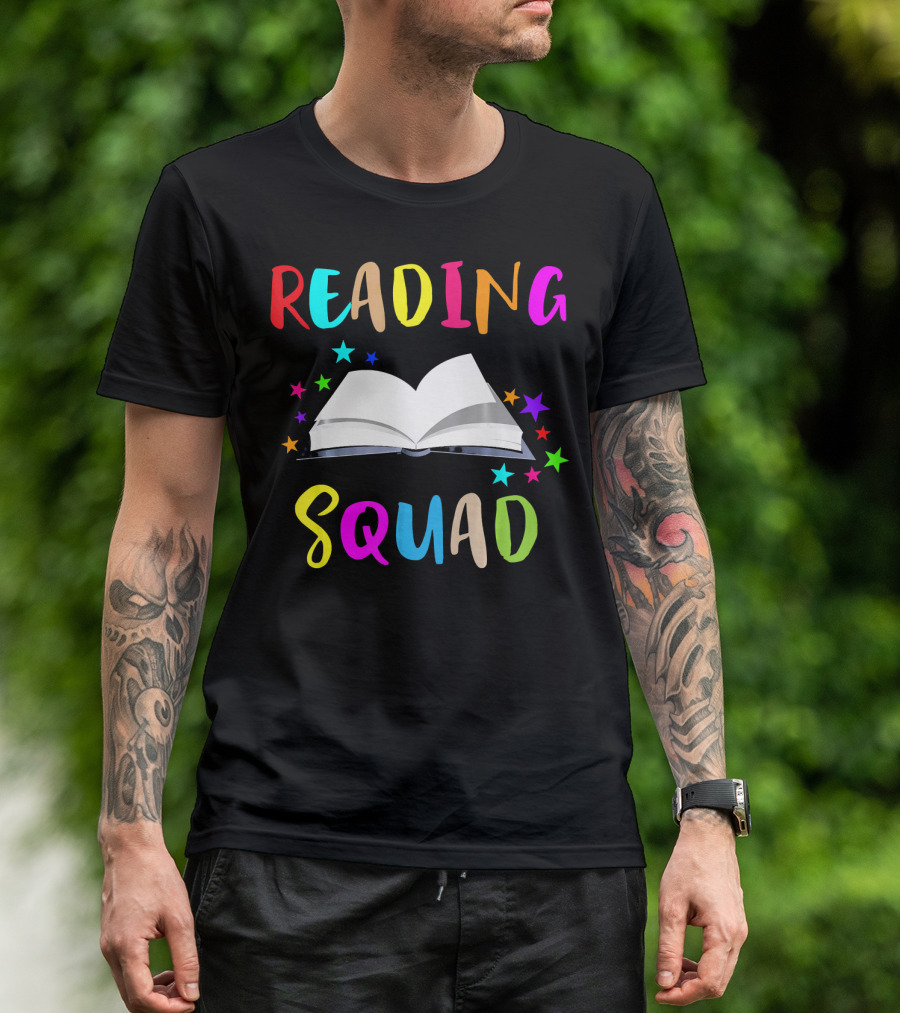 Reading Squad Librarian I Love Books Open Book And Stars T-Shirt