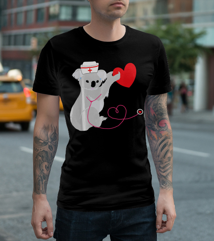 Nurse Koala Heart Eucalyptus Bear Australia Care T-Shirt