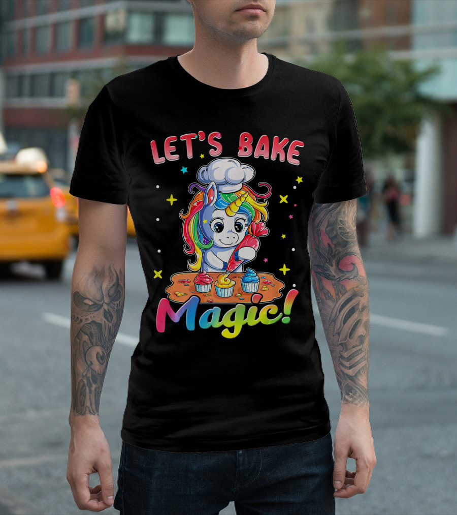 Let's Bake Magic Rainbow Unicorn Cupcake T-Shirt