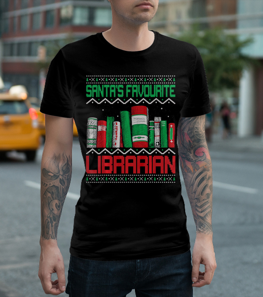 Santas Favourite Librarian Books Holiday T-Shirt