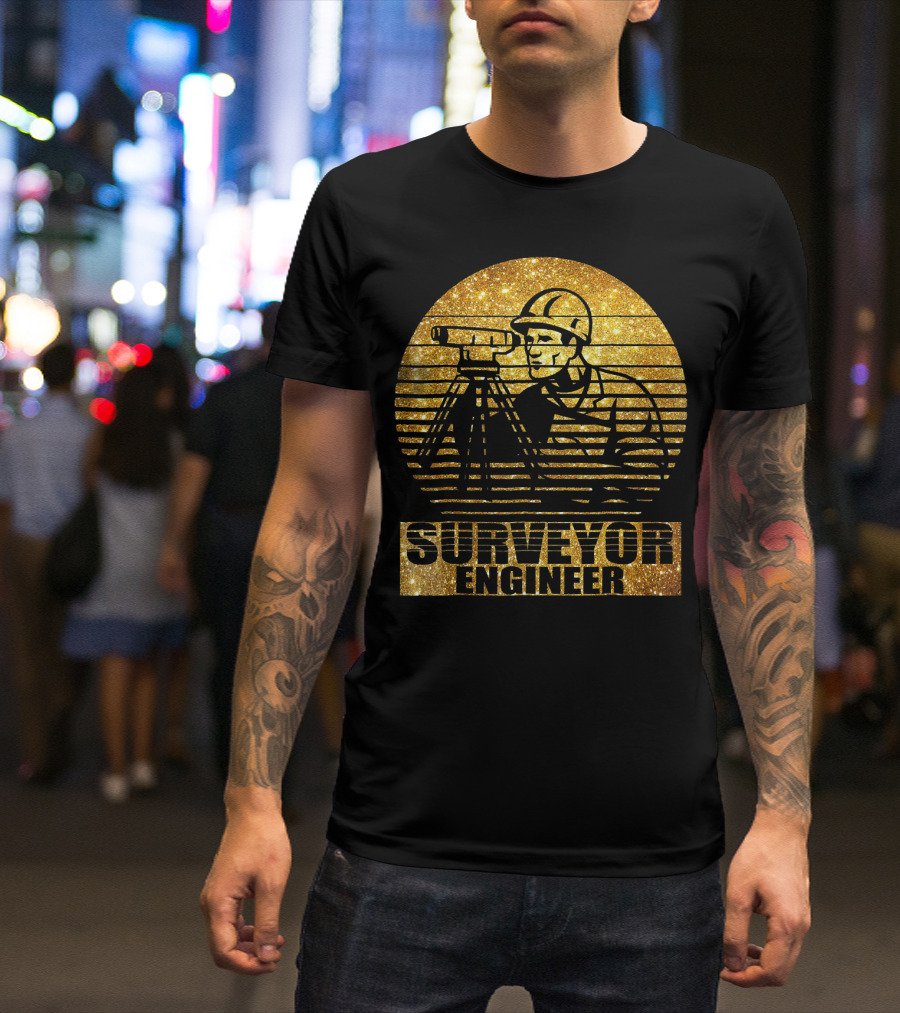 Surveyor Engineer In Gold Stripes T-Shirt