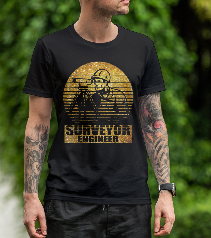 Surveyor Engineer In Gold Stripes T-Shirt