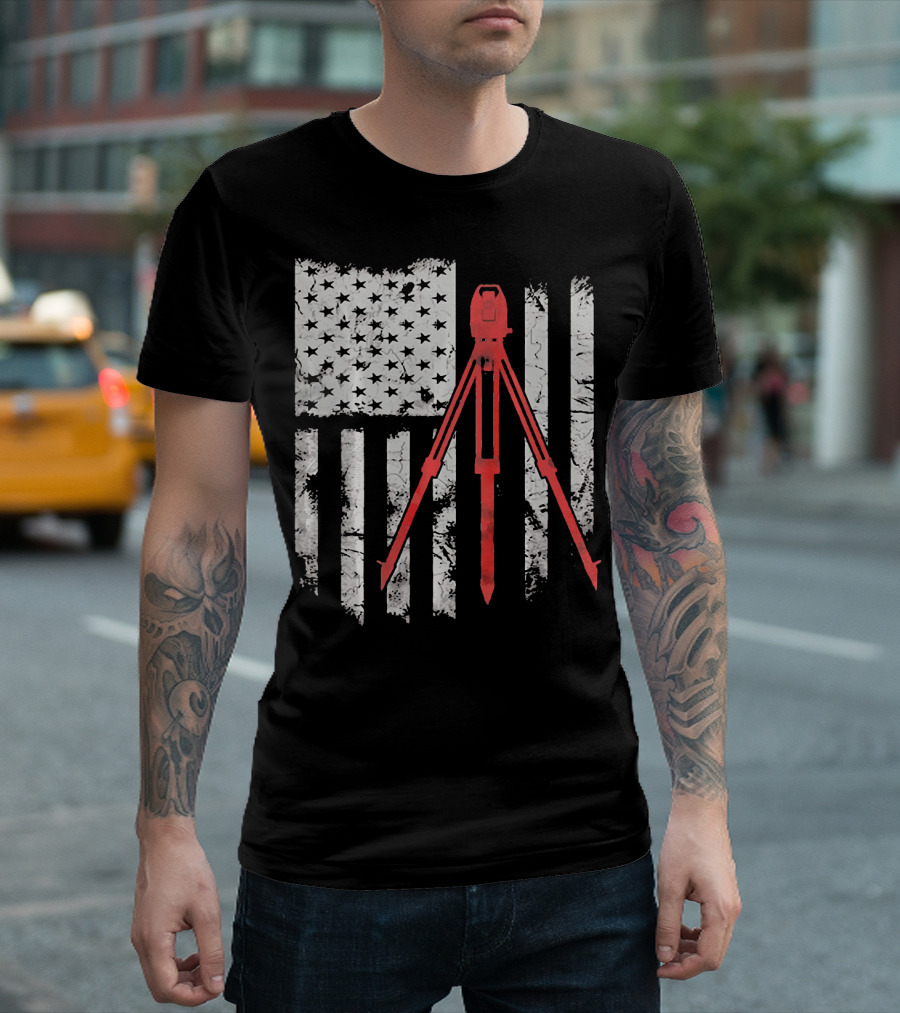 Vintage US Flag Surveyor Equipment T-Shirt