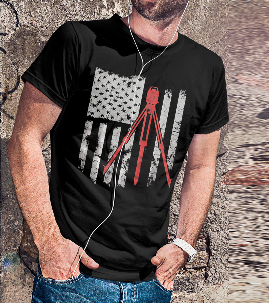 Vintage US Flag Surveyor Equipment T-Shirt