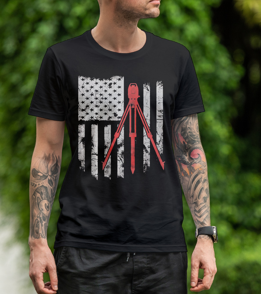 Vintage US Flag Surveyor Equipment T-Shirt