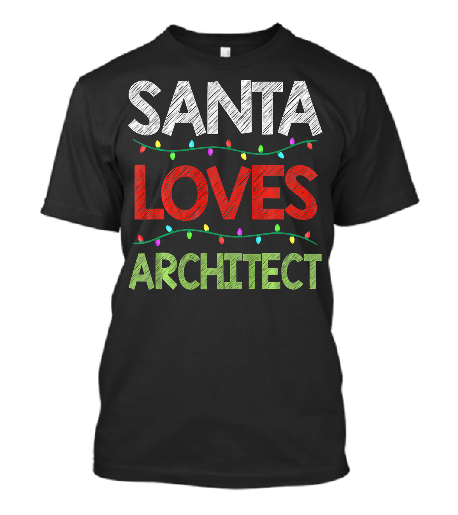 Santa Loves Architect Christmas Lights Fun T-Shirt