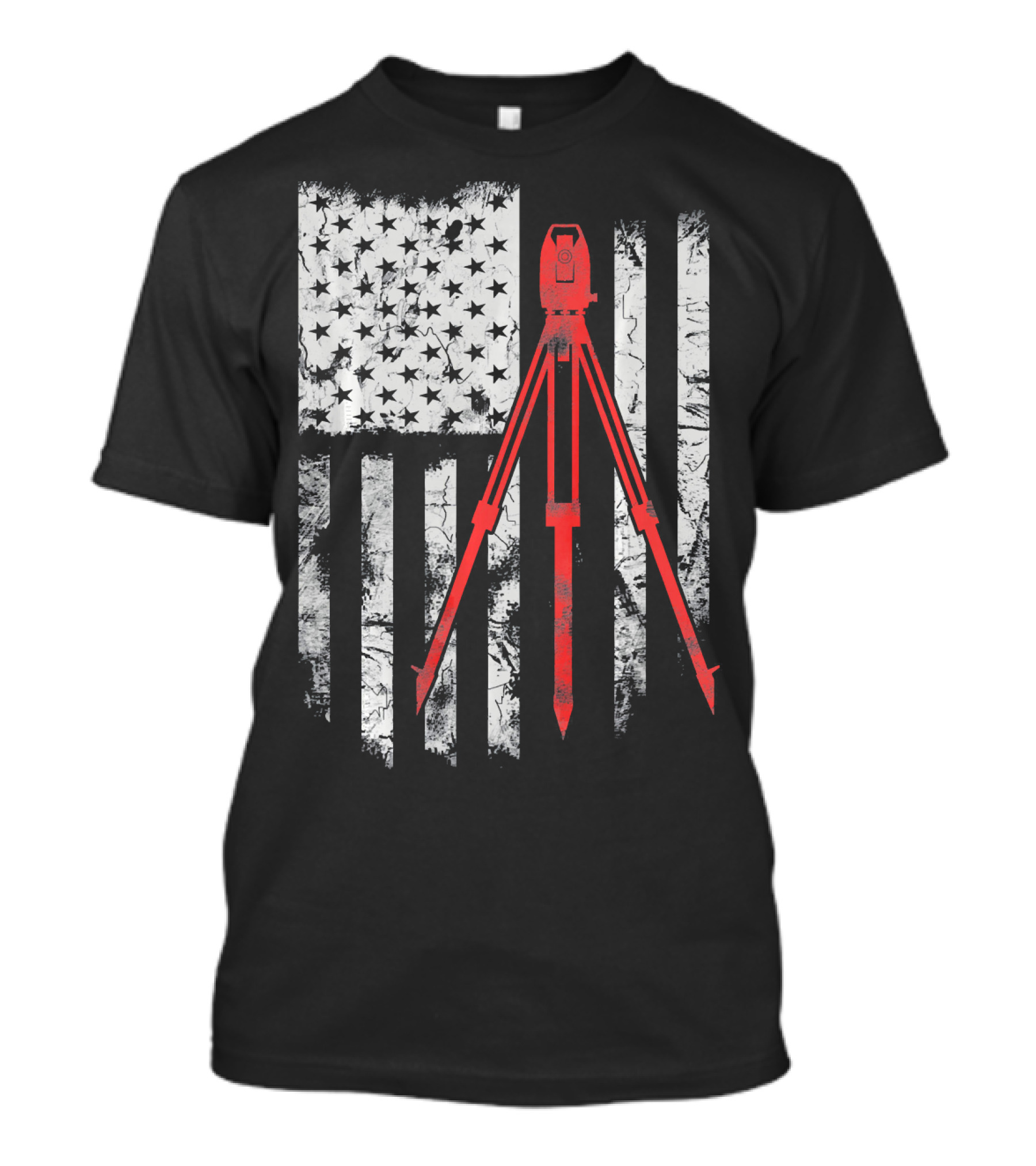 Tripod Survey American Flag 4th Of July T-Shirt