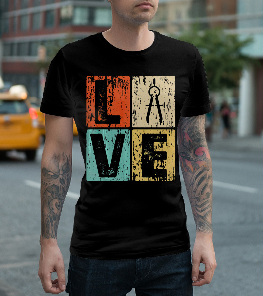 Vintage Love Architect Funny Vintage Architectur with Compass T-Shirt