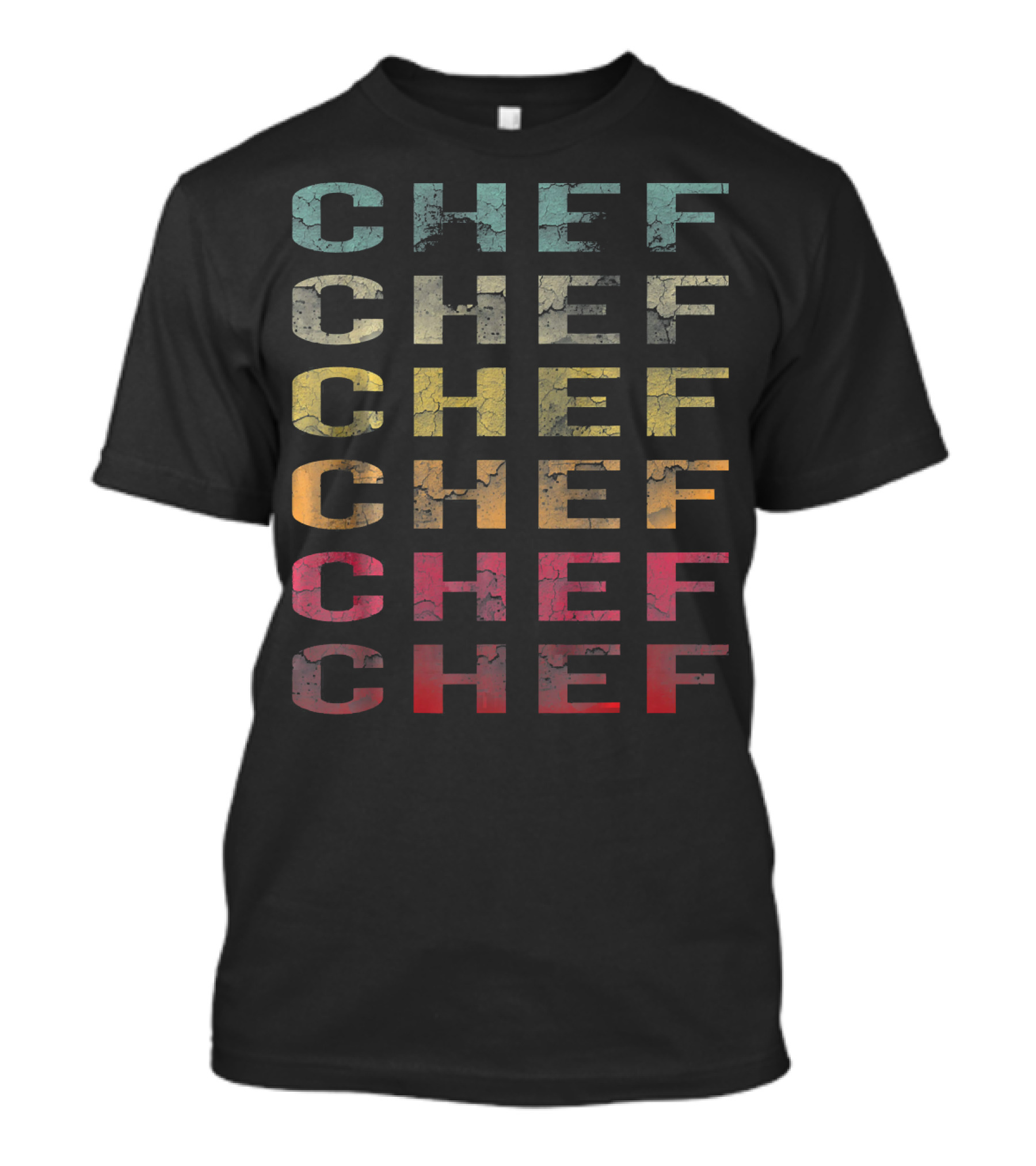 Vintage Word Retro Distressed Multicolor Chef T-Shirt