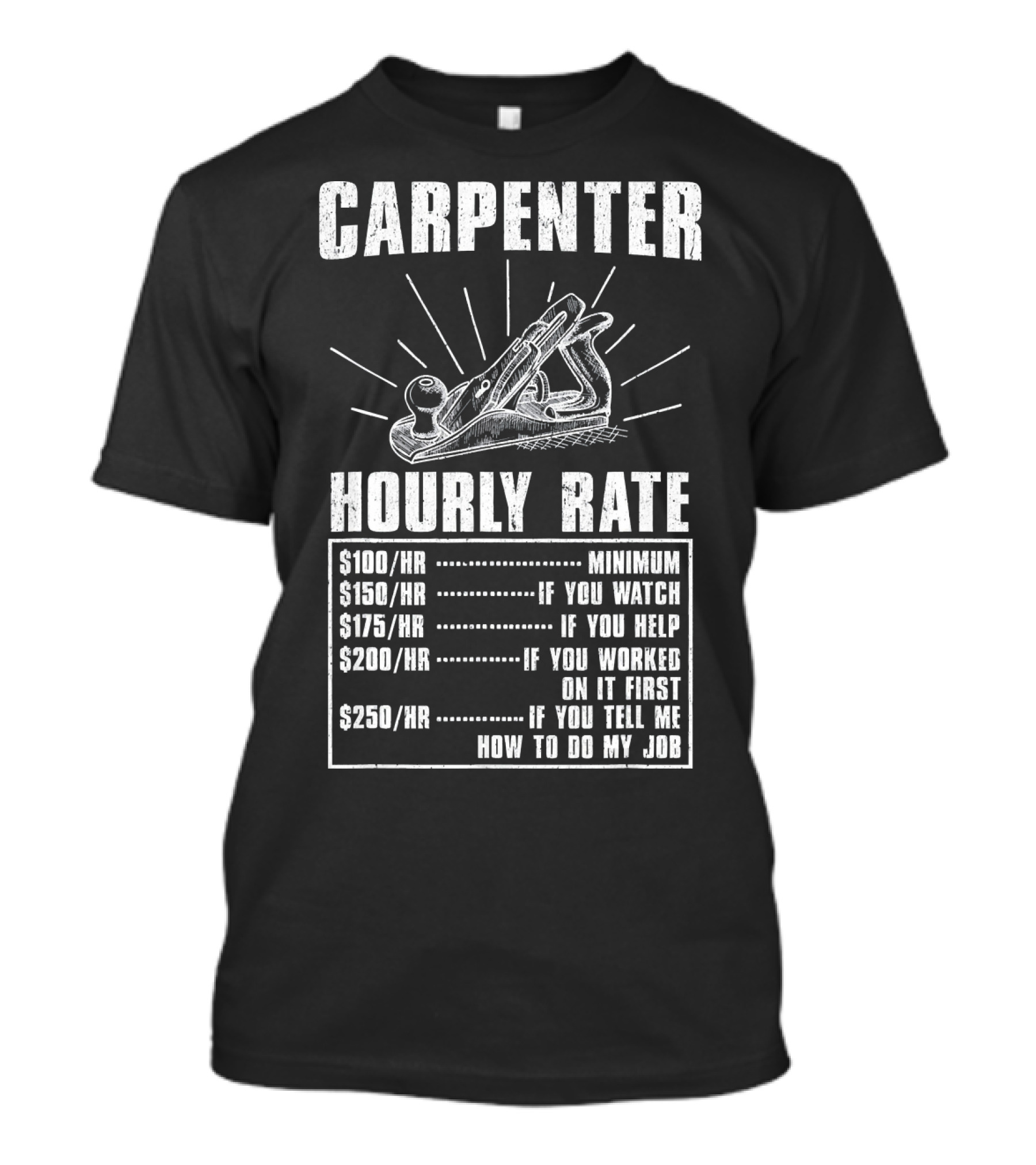 Carpenter Hourly Rate Minimum If You Watch Help Worked Tell Me How To Do My Job T-Shirt