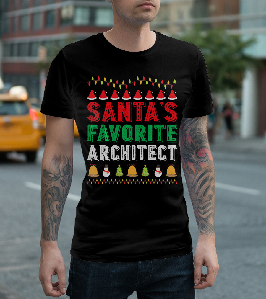 Santa's Favorite Architect Christmas Ornaments and Festive Holiday Hats T-Shirt