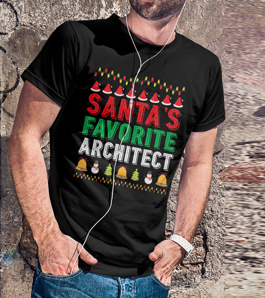Santa's Favorite Architect Christmas Ornaments And Festive Holiday Hats T-Shirt