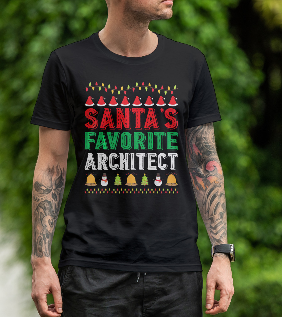 Santa's Favorite Architect Christmas Ornaments And Festive Holiday Hats T-Shirt