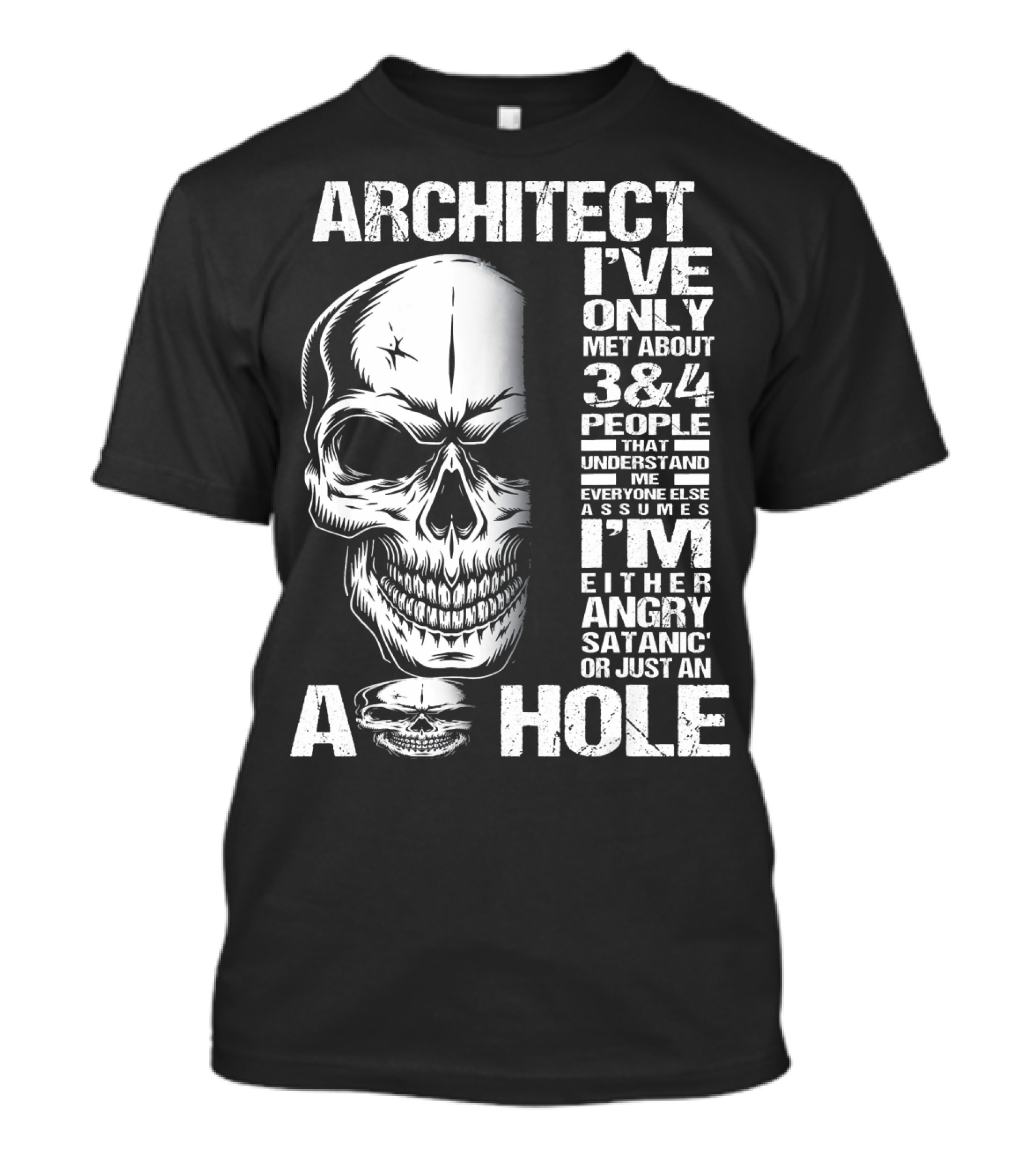 ARCHITECT ANGRY SATANIC A HOLE SKULL 3 And 4 PEOPLE T-Shirt