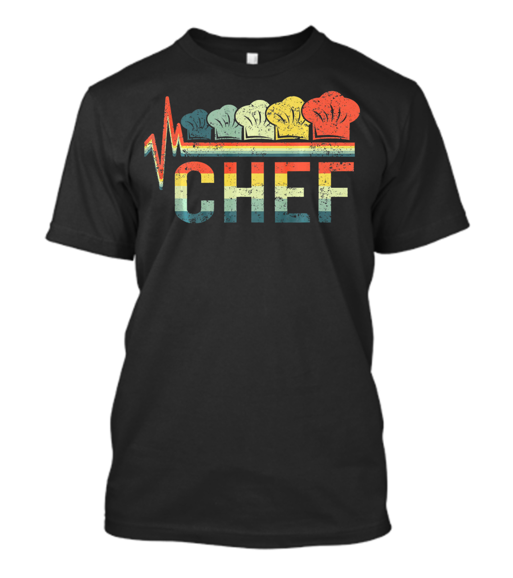 Vintage Style Retro Heartbeat Chef Hat T-Shirt
