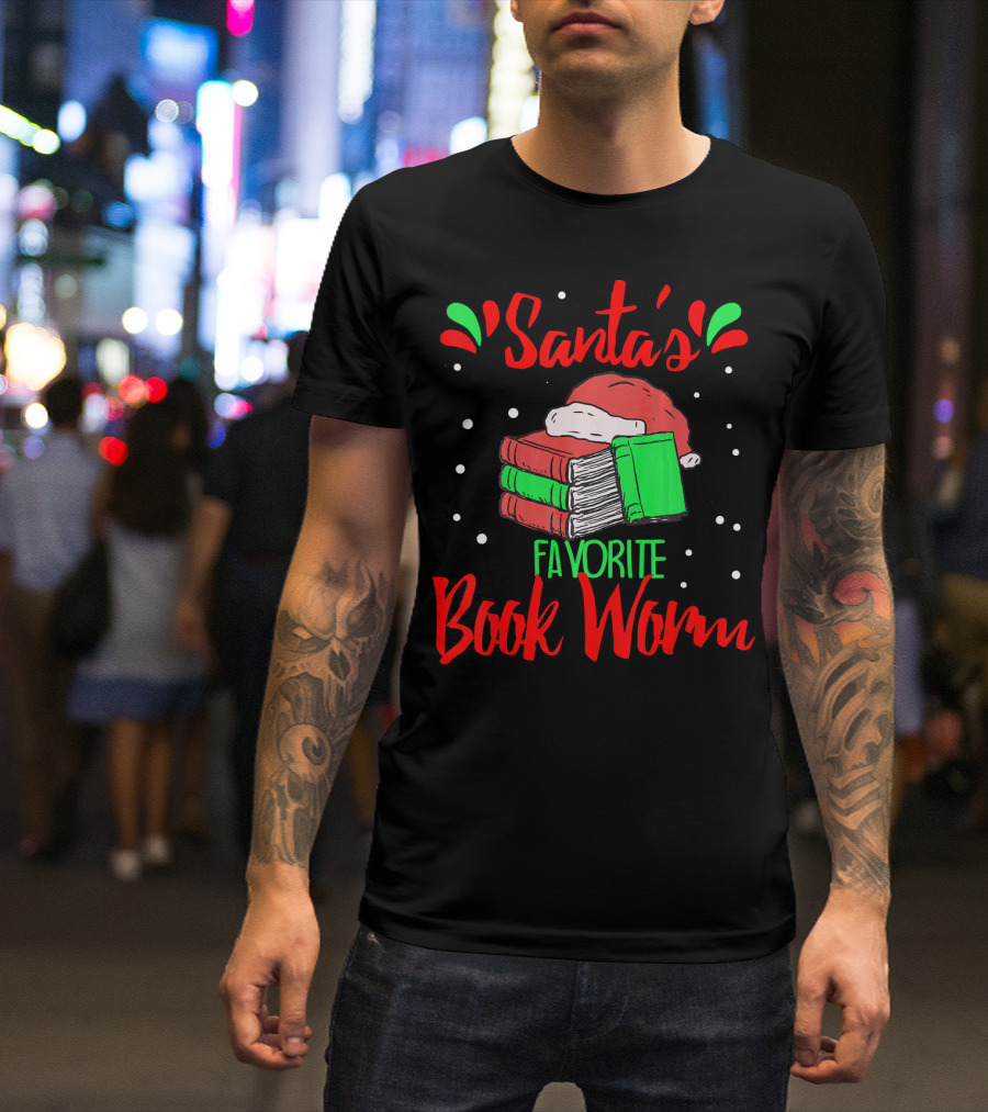 Santa's Favorite Book Worm Reader Nerd Christmas T-Shirt