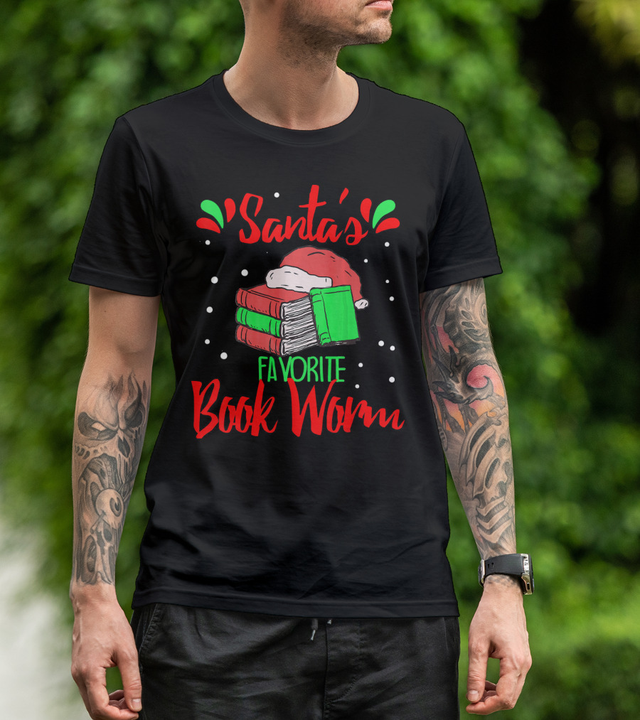 Santa's Favorite Book Worm Reader Nerd Christmas T-Shirt