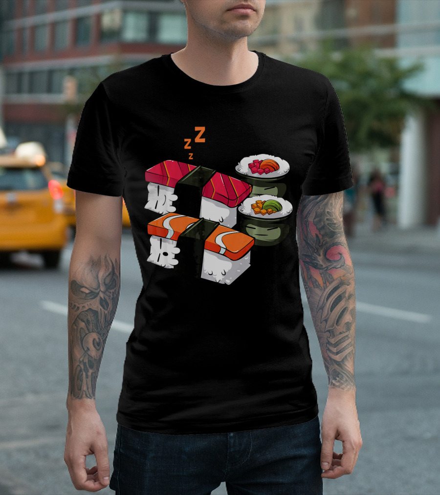 Sleepy Sushi Japanese Cuisine Sleeping Nigiri And Rolls T-Shirt
