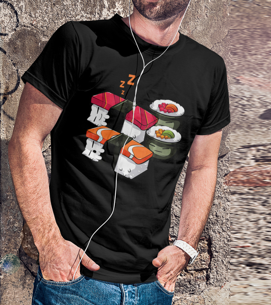 Sleepy Sushi Japanese Cuisine Sleeping Nigiri And Rolls T-Shirt