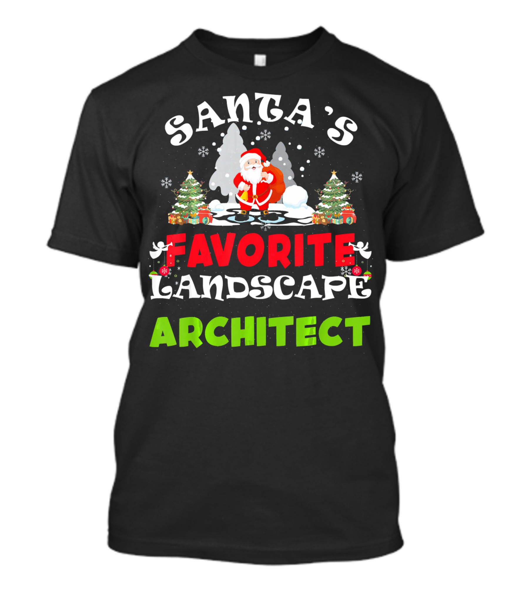 Santa's Favorite Landscape Architect Christmas Scene T-Shirt