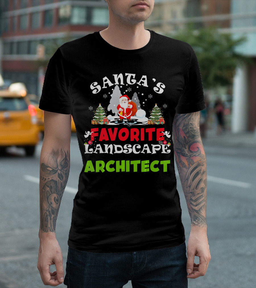 Santa's Favorite Landscape Architect Christmas Scene T-Shirt