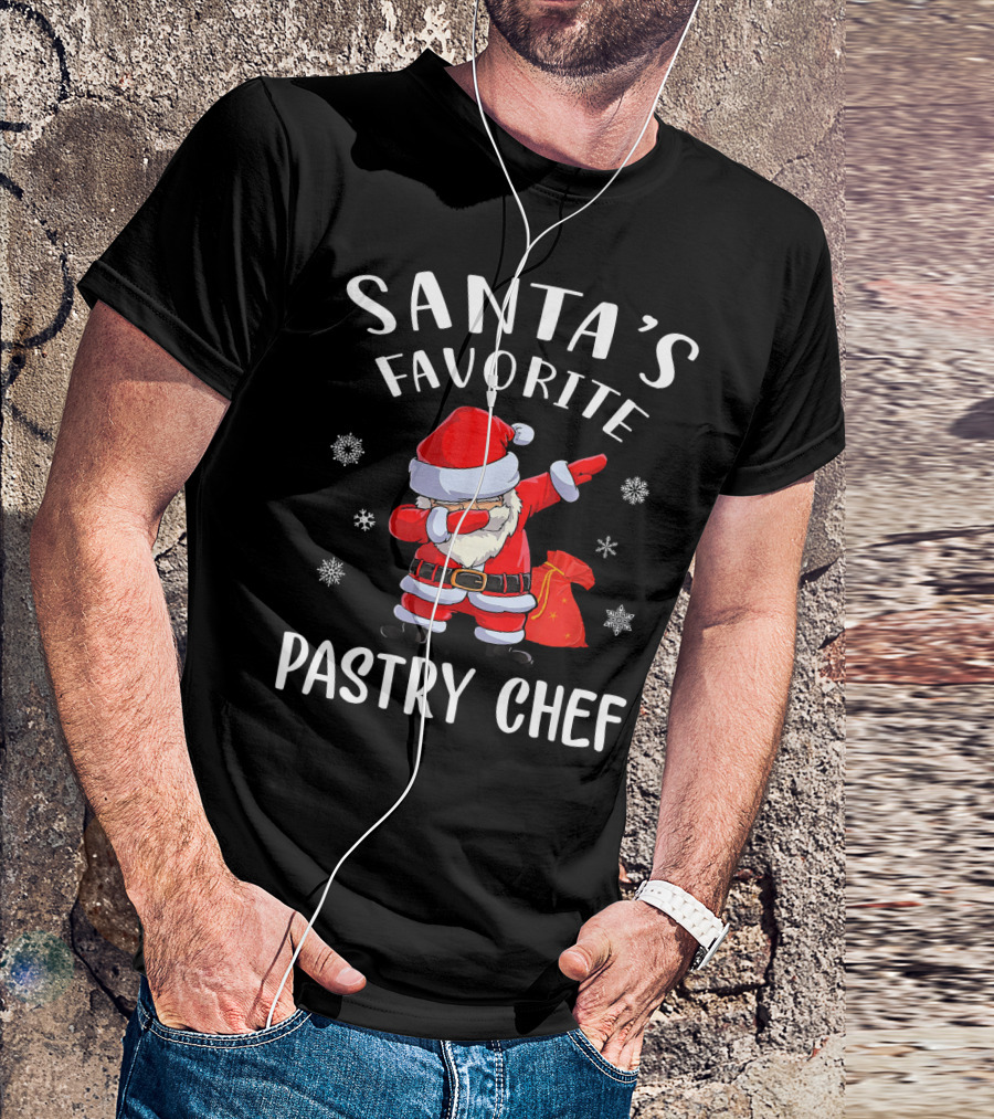 Santas Favorite Pastry Chef Dab Santa Claus Snowflakes T-Shirt