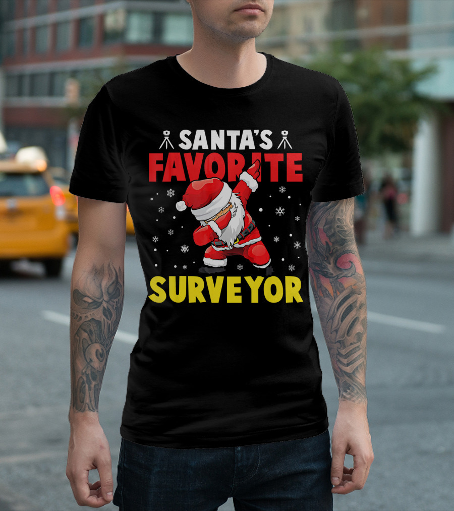 Santa's Favorite Surveyor Dab Christmas Pajama T-Shirt