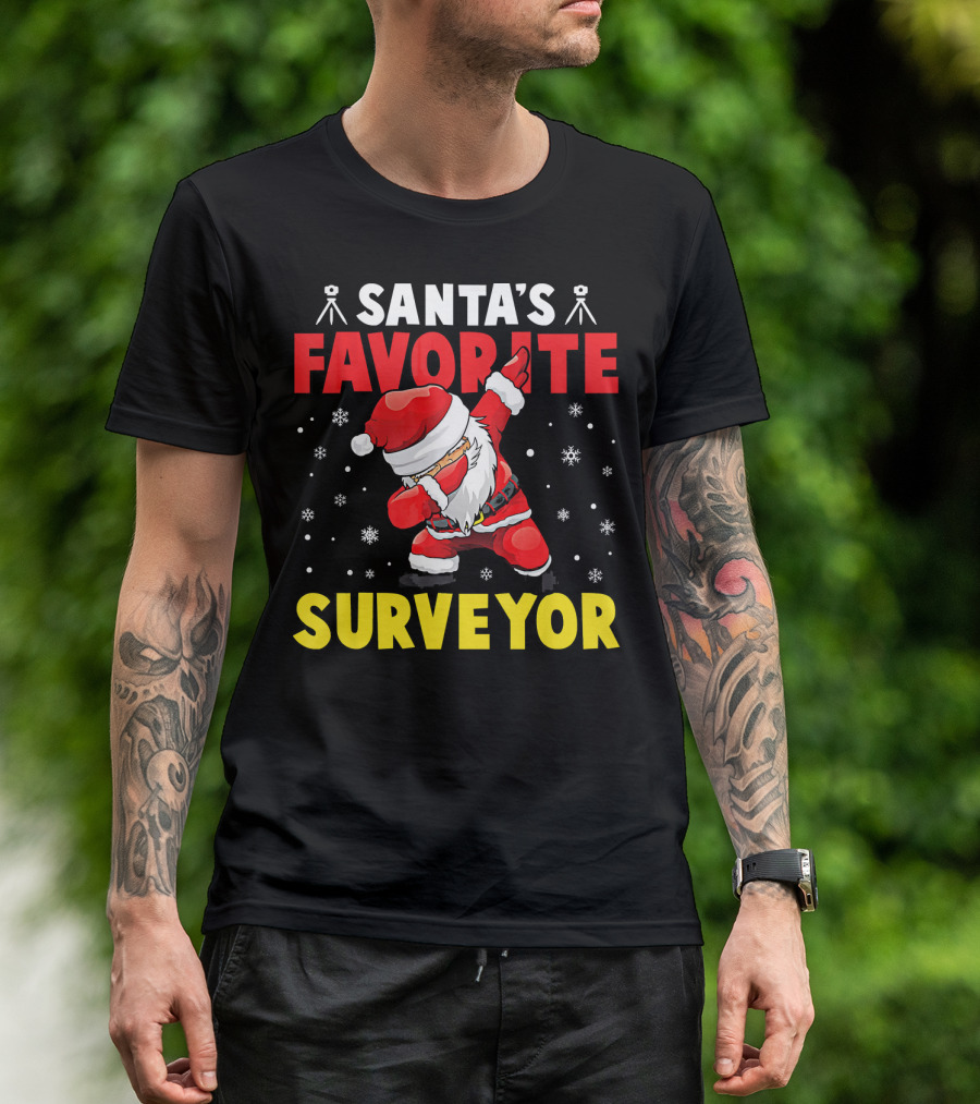 Santa's Favorite Surveyor Dab Christmas Pajama T-Shirt