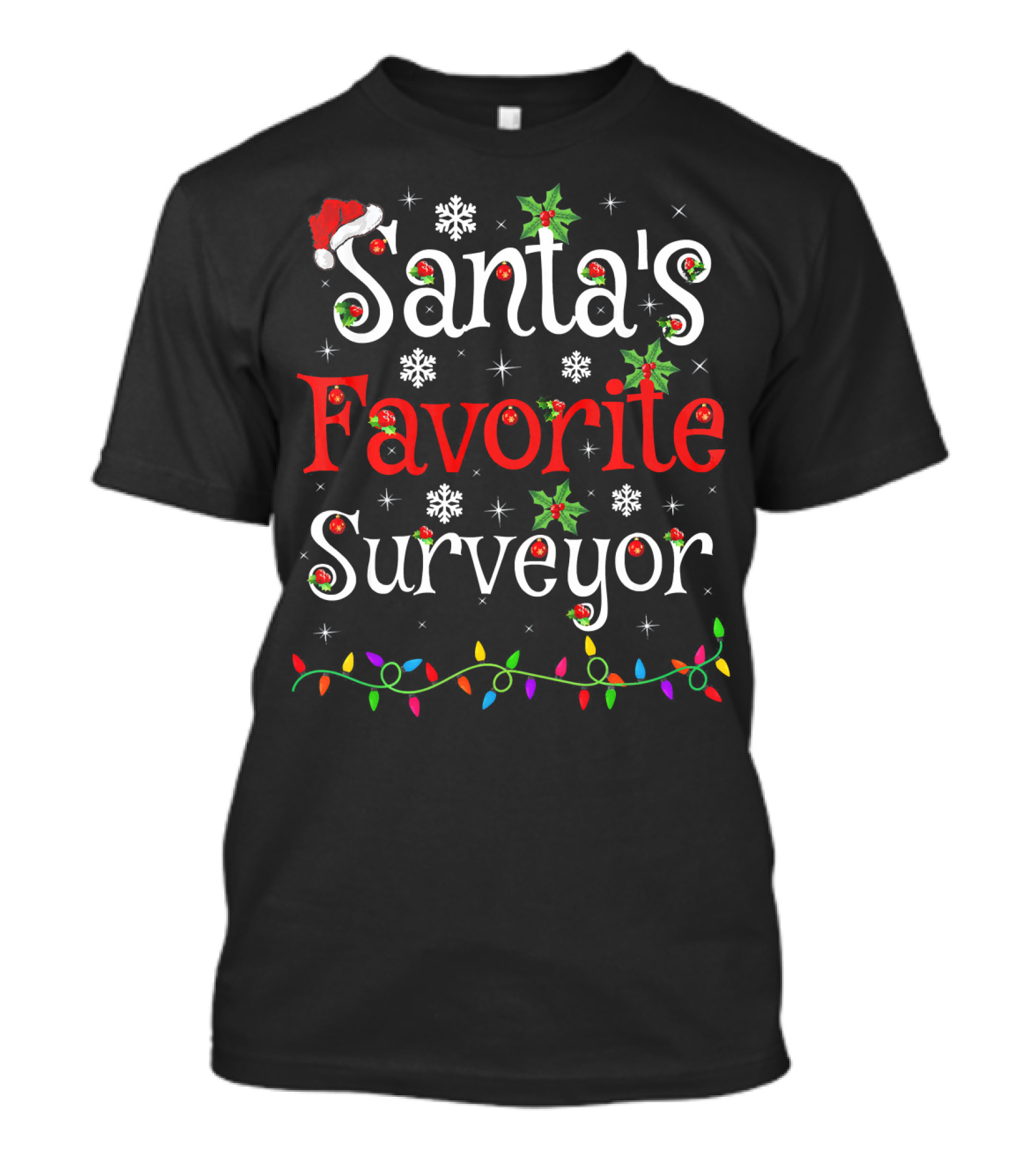 Santa's Favorite Surveyor Christmas Lights Snowflakes T-Shirt