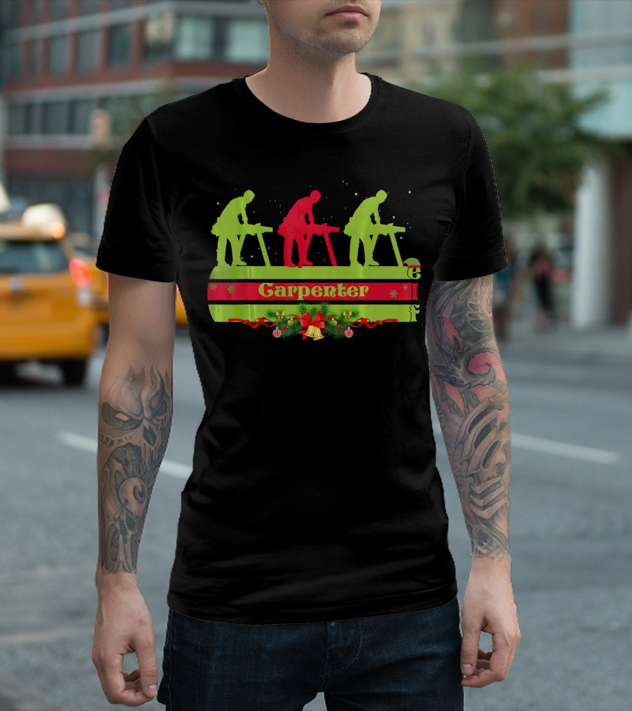 Carpenter Elf Christmas Green and Red T-Shirt