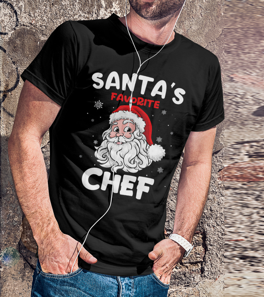 Santa's Favorite Chef Festive Holiday Cooking Santa Hat T-Shirt