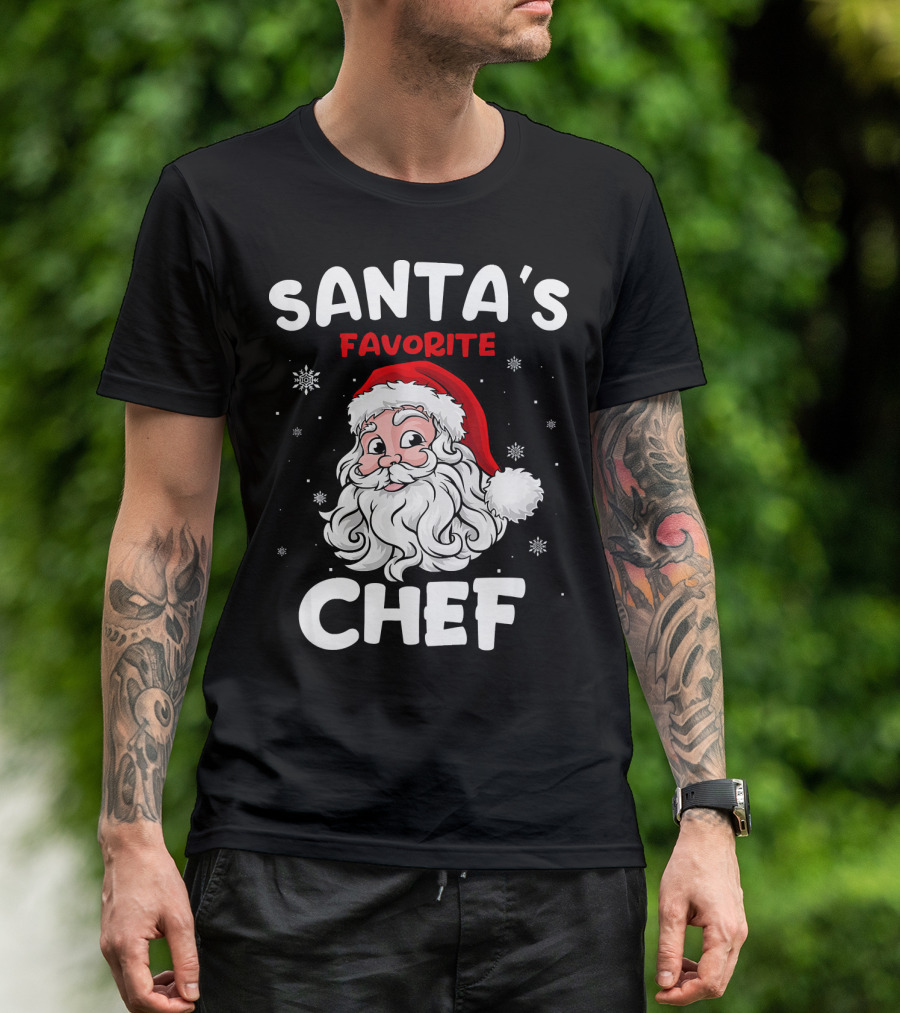 Santa's Favorite Chef Festive Holiday Cooking Santa Hat T-Shirt