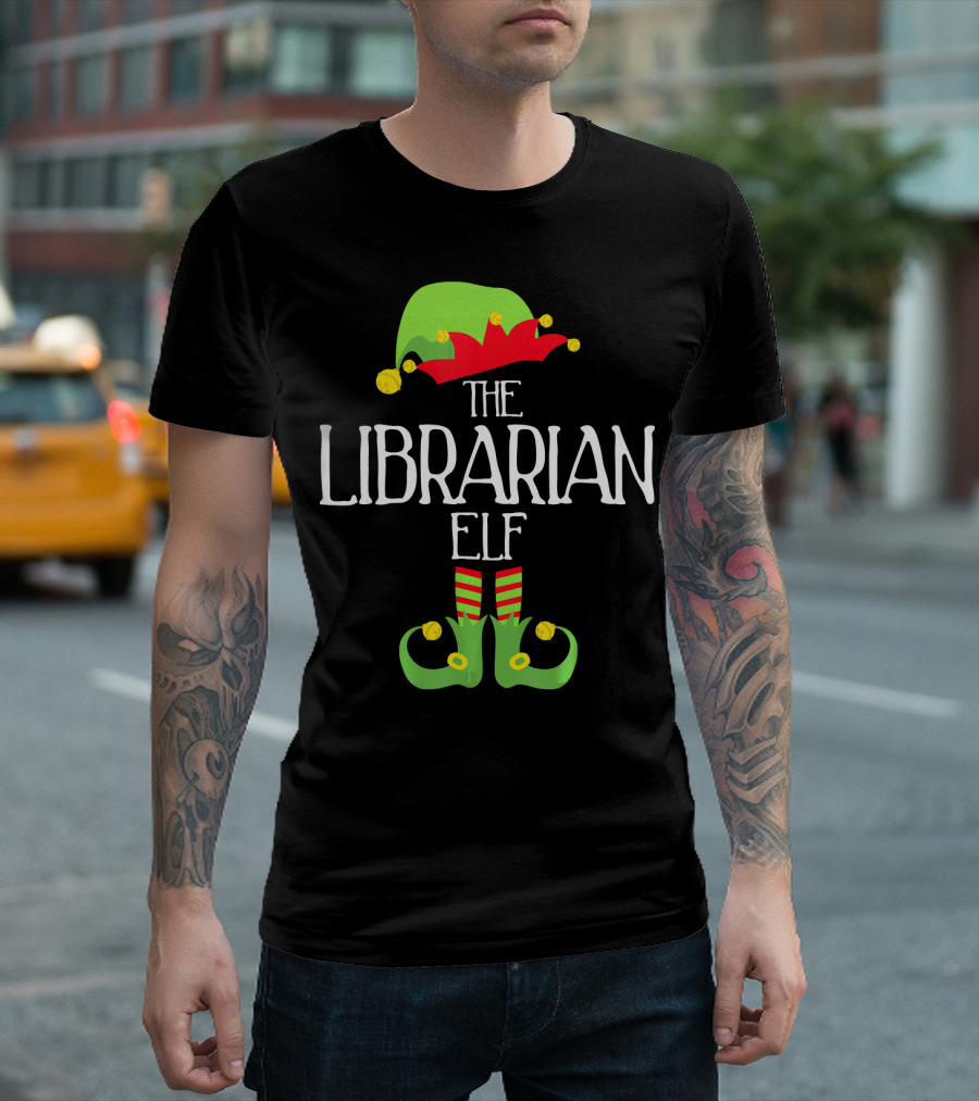 The Librarian Elf Family Matching Group Holiday Festive Wear T-Shirt