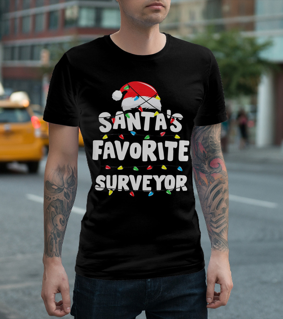 Santa's Favorite Surveyor Christmas Lights Hat T-Shirt