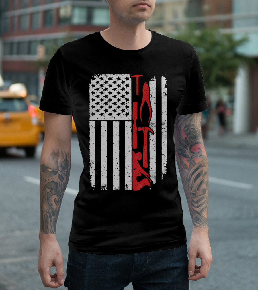 Woodworking Tools American Flag USA Patriot T-Shirt