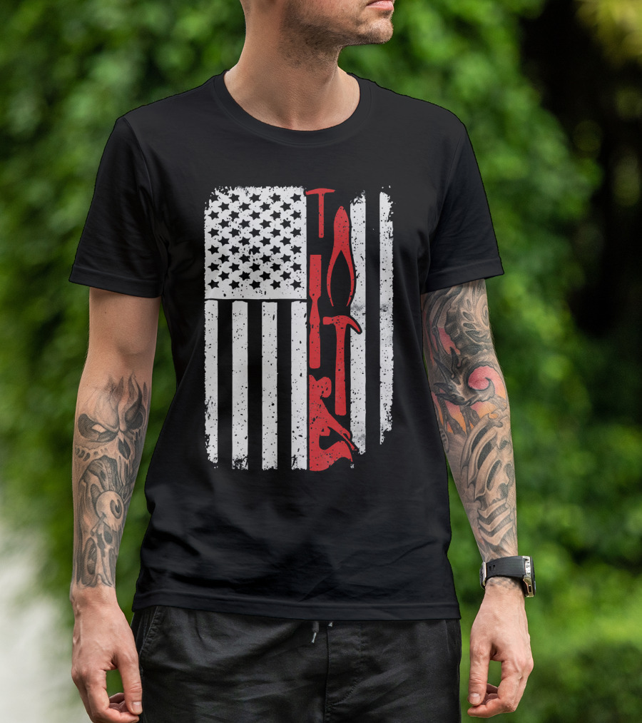 Woodworking Tools American Flag USA Patriot T-Shirt
