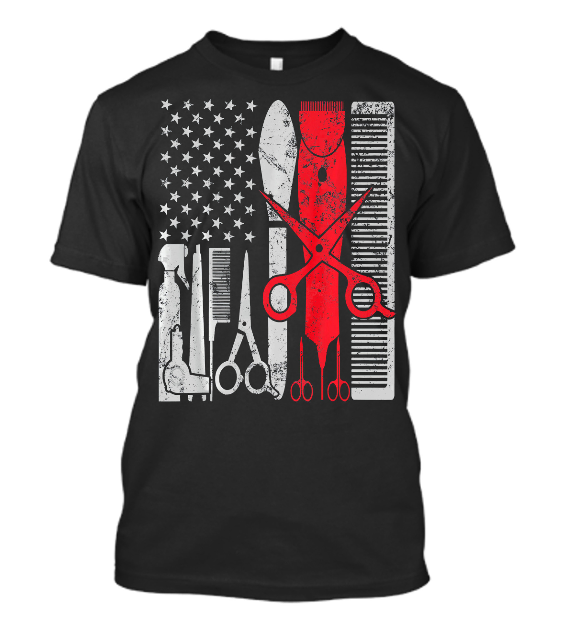 Barber Tools American Flag Funny Retro Vintage USA T-Shirt