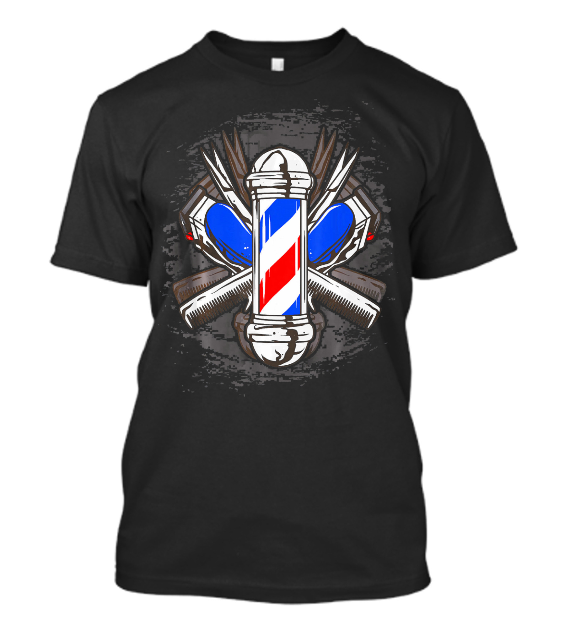 Barber Shop Pole Scissors Comb Heart T-Shirt