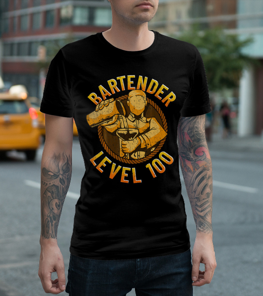 Bartender Level 100 Perfect Mixologist T-Shirt