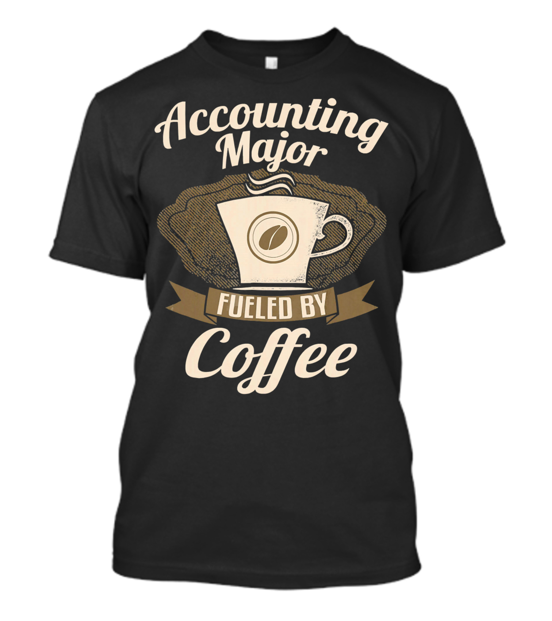 Accounting Major Powered By Coffee Cup Icon With Beans T-Shirt