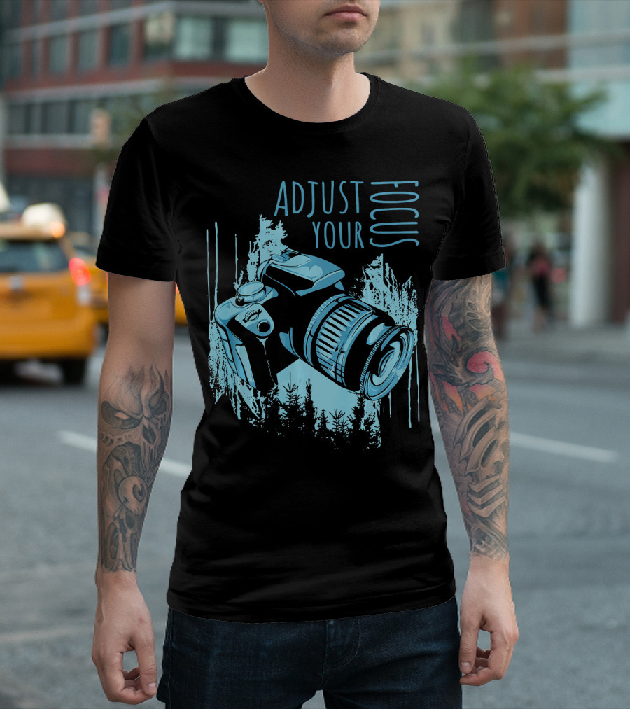 ADJUST YOUR FOCUS Vintage Camera Forest Scene T-Shirt