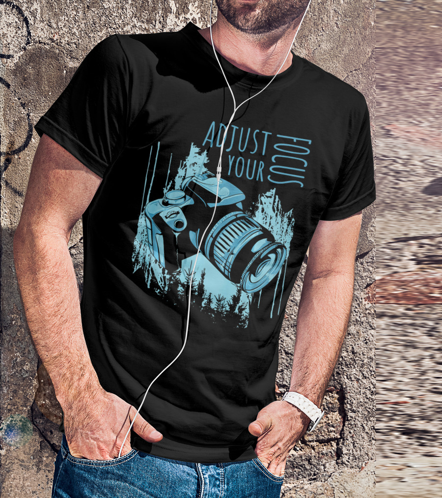 ADJUST YOUR FOCUS Vintage Camera Forest Scene T-Shirt