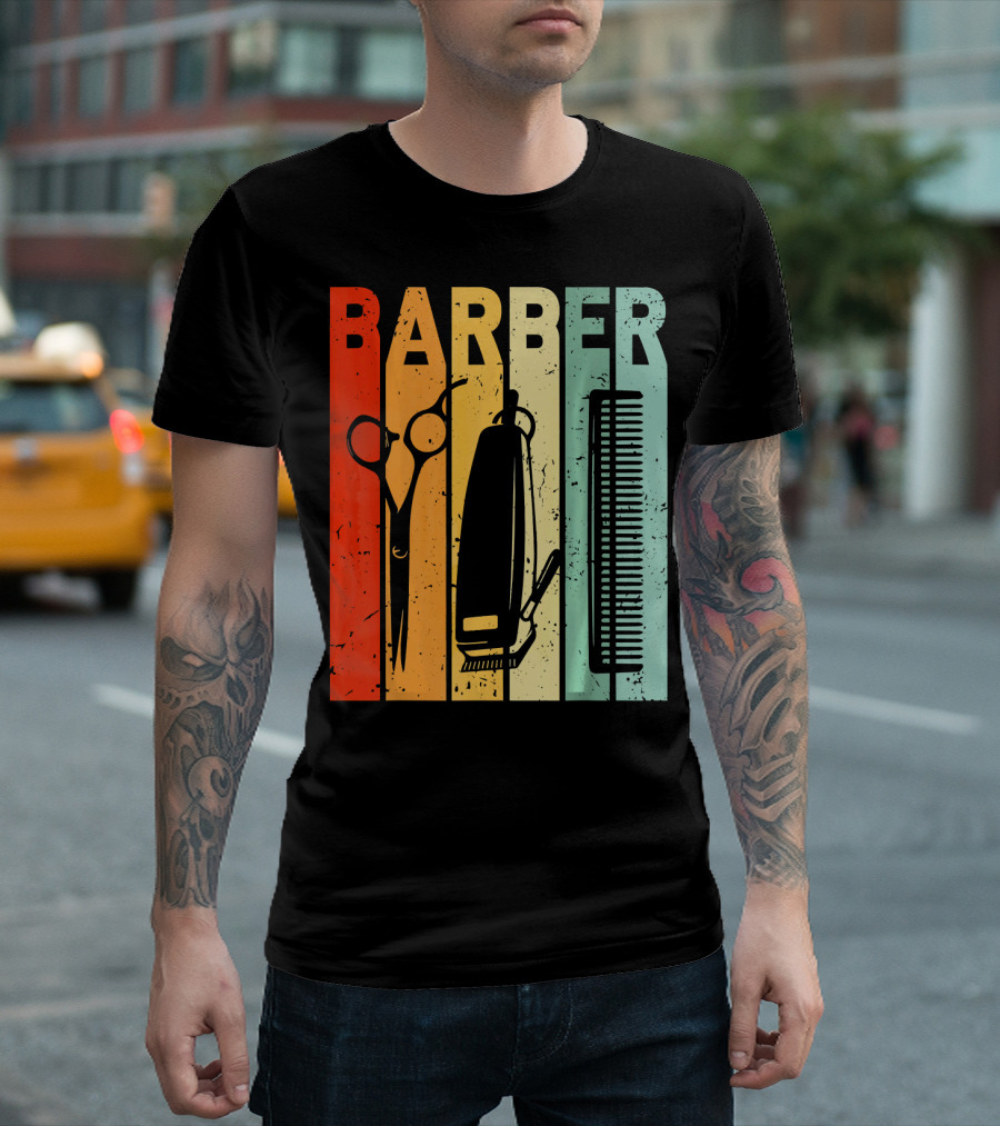 Barber Vintage Scissors Clipper Comb T-Shirt
