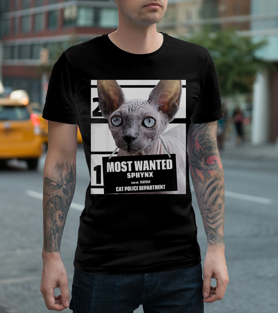 Most Wanted Sphynx Cat Police Department Case No. 1501552 T-Shirt