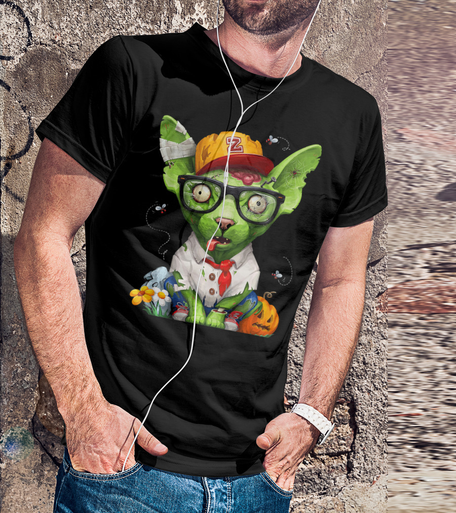Zombie Sphynx Cat Halloween Z Hat Bugs Brain Bandage T-Shirt